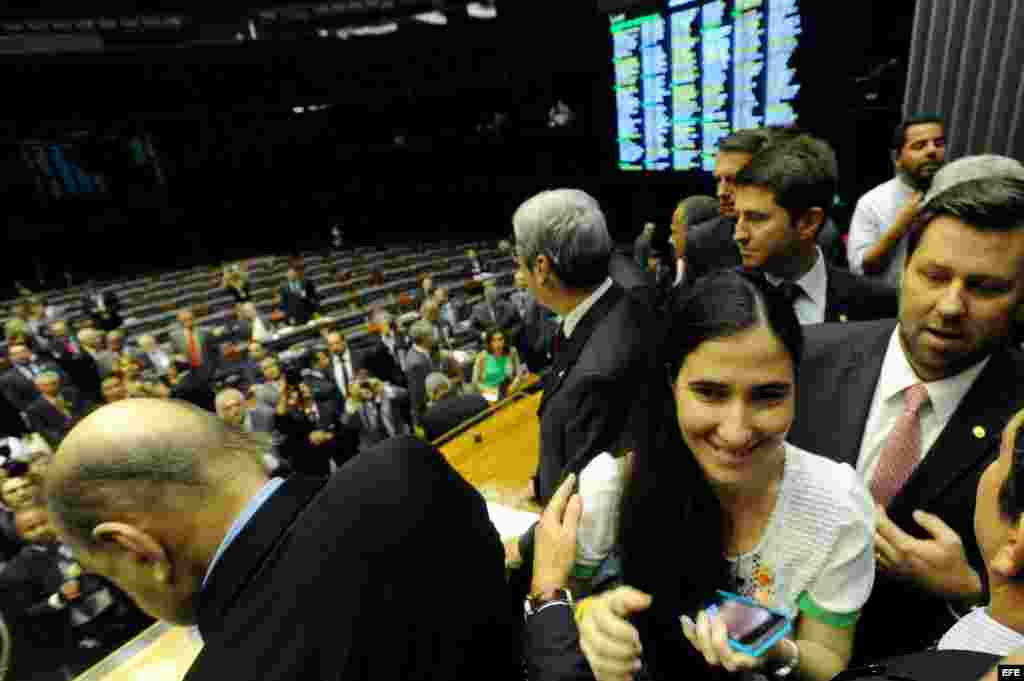 La disidente cubana Yoani Sánchez en la sede de la Cámara de Diputados, en Brasilia (Brasil)
